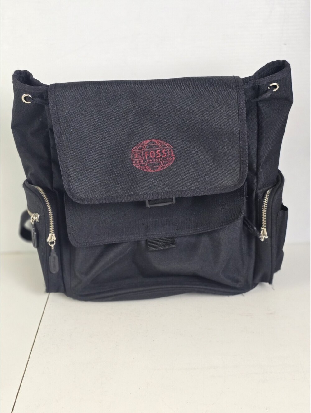 Fossil F2 54 Drawstring Backpack Laptop Tablet Zippers Used